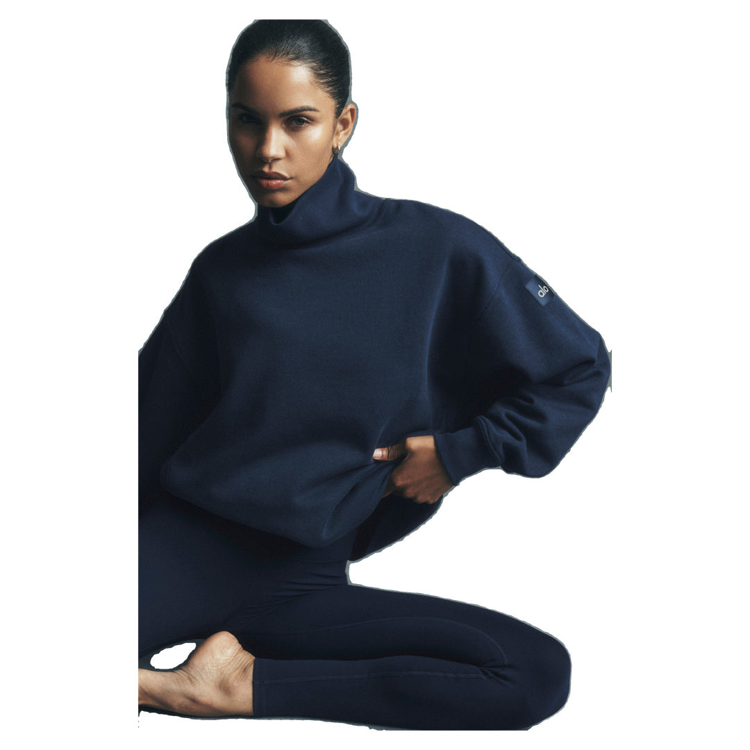 ALO Hazy Mock Neck Pullover - Navy