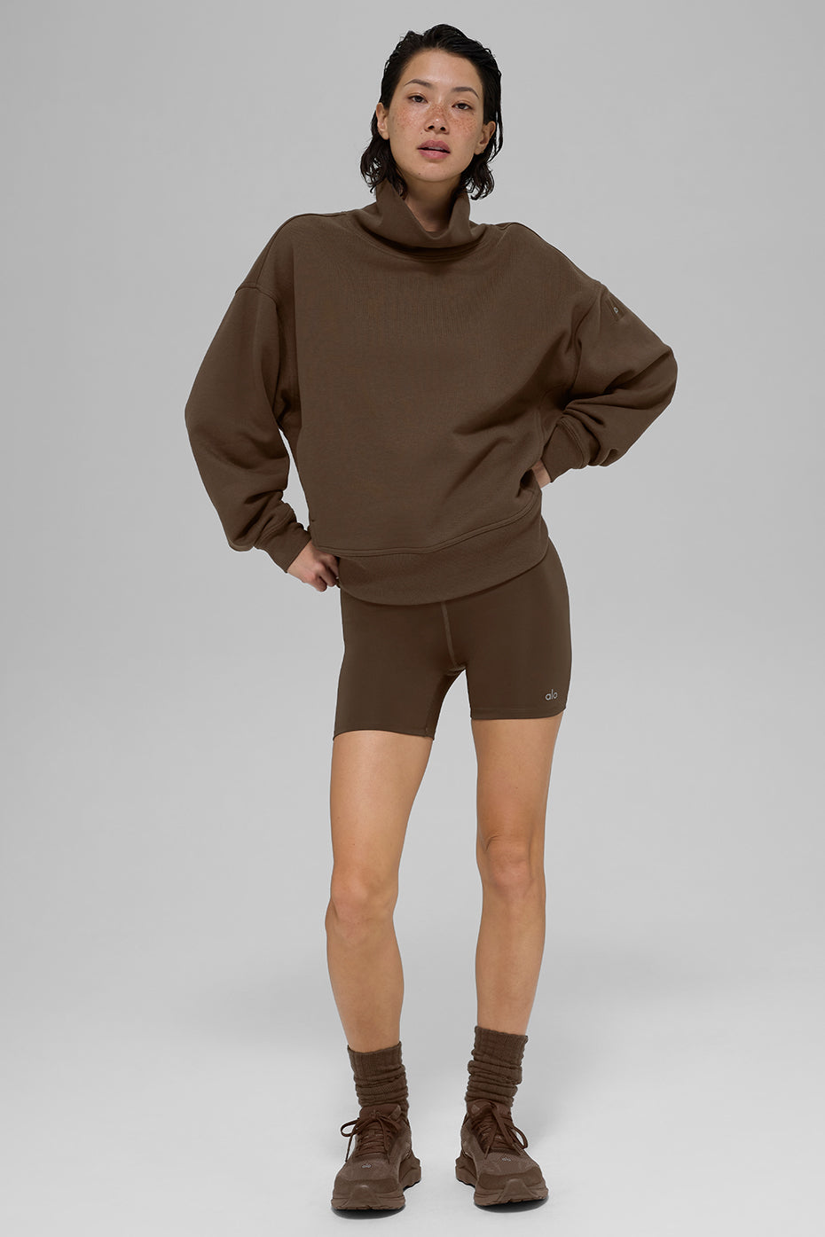alo Hazy Mock Neck Pullover - Espresso