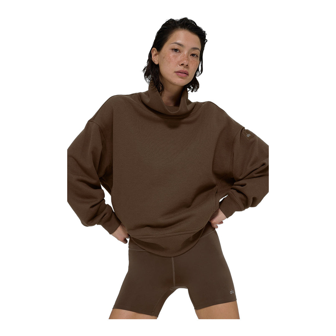 alo Hazy Mock Neck Pullover - Espresso