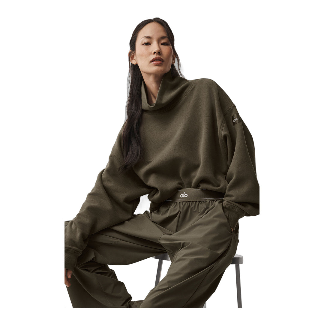 alo Hazy Mock Neck Pullover - Olive Tree