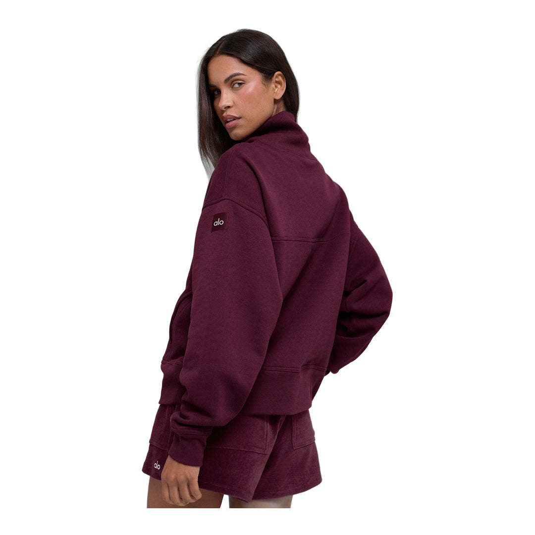 alo Hazy Mock Neck Pullover - Burgundy