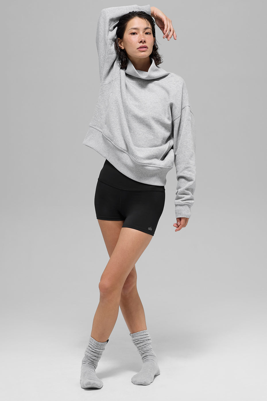 alo Hazy Mock Neck Pullover - Athletic Heather Grey