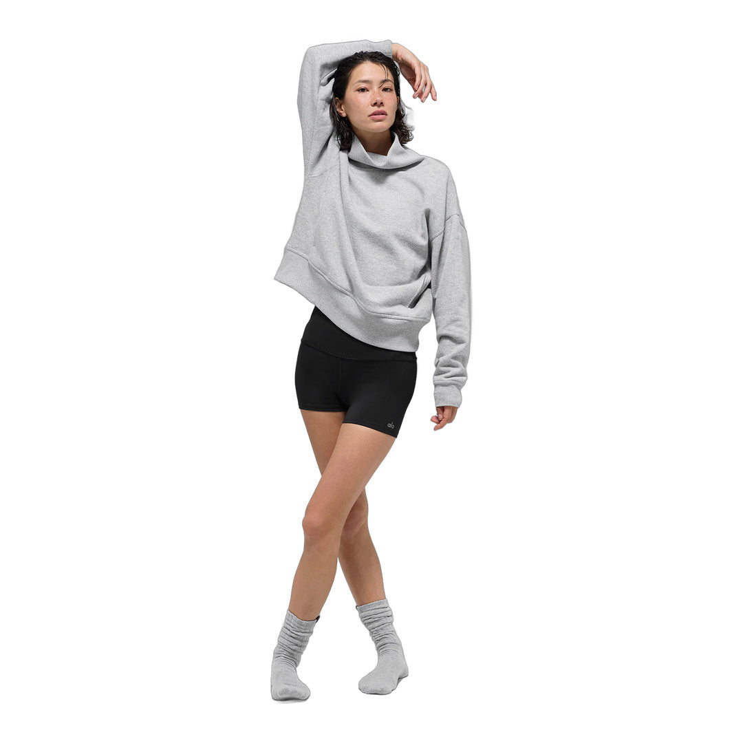 alo Hazy Mock Neck Pullover - Athletic Heather Grey