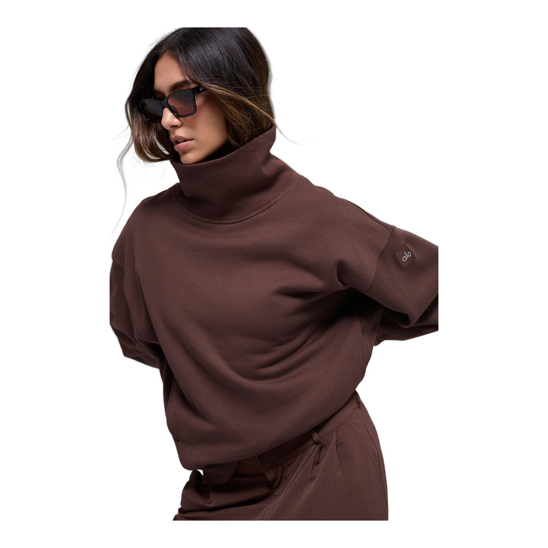 alo Hazy Mock Neck Pullover - Brownstone