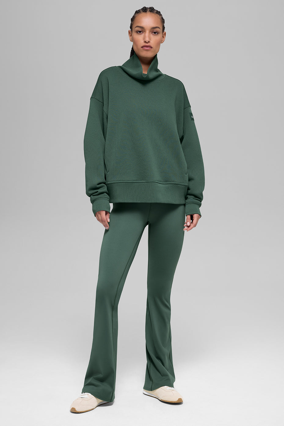 alo Hazy Mock Neck Pullover - Clover Green