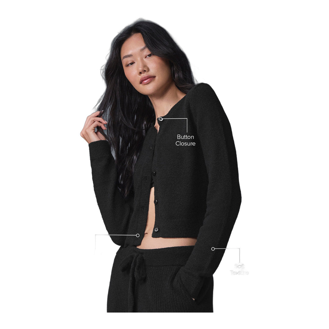 alo Snuggle Up Sweater Cropped Cardigan - Black