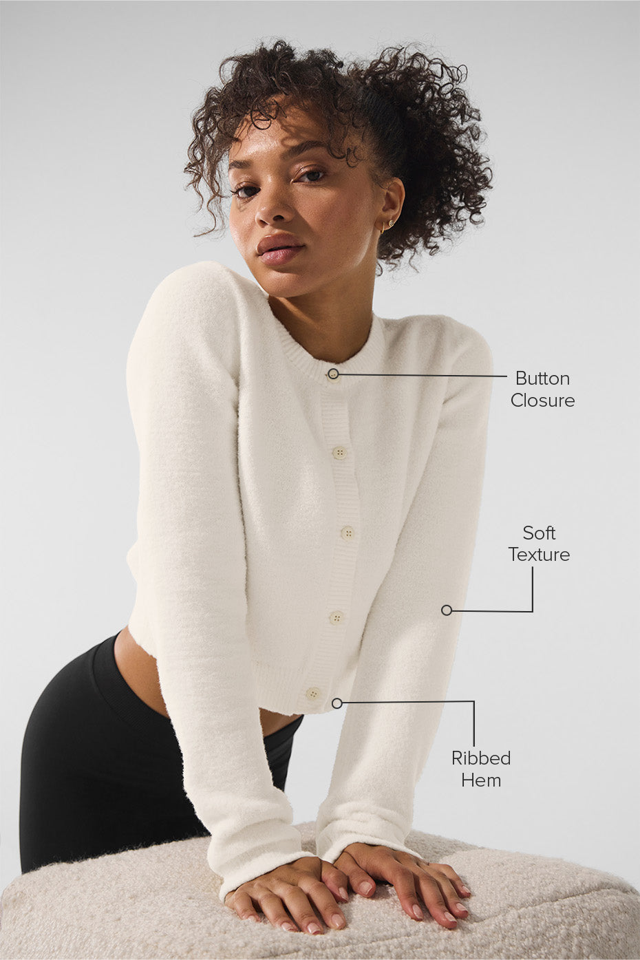 alo Snuggle Up Sweater Cropped Cardigan - Ivory