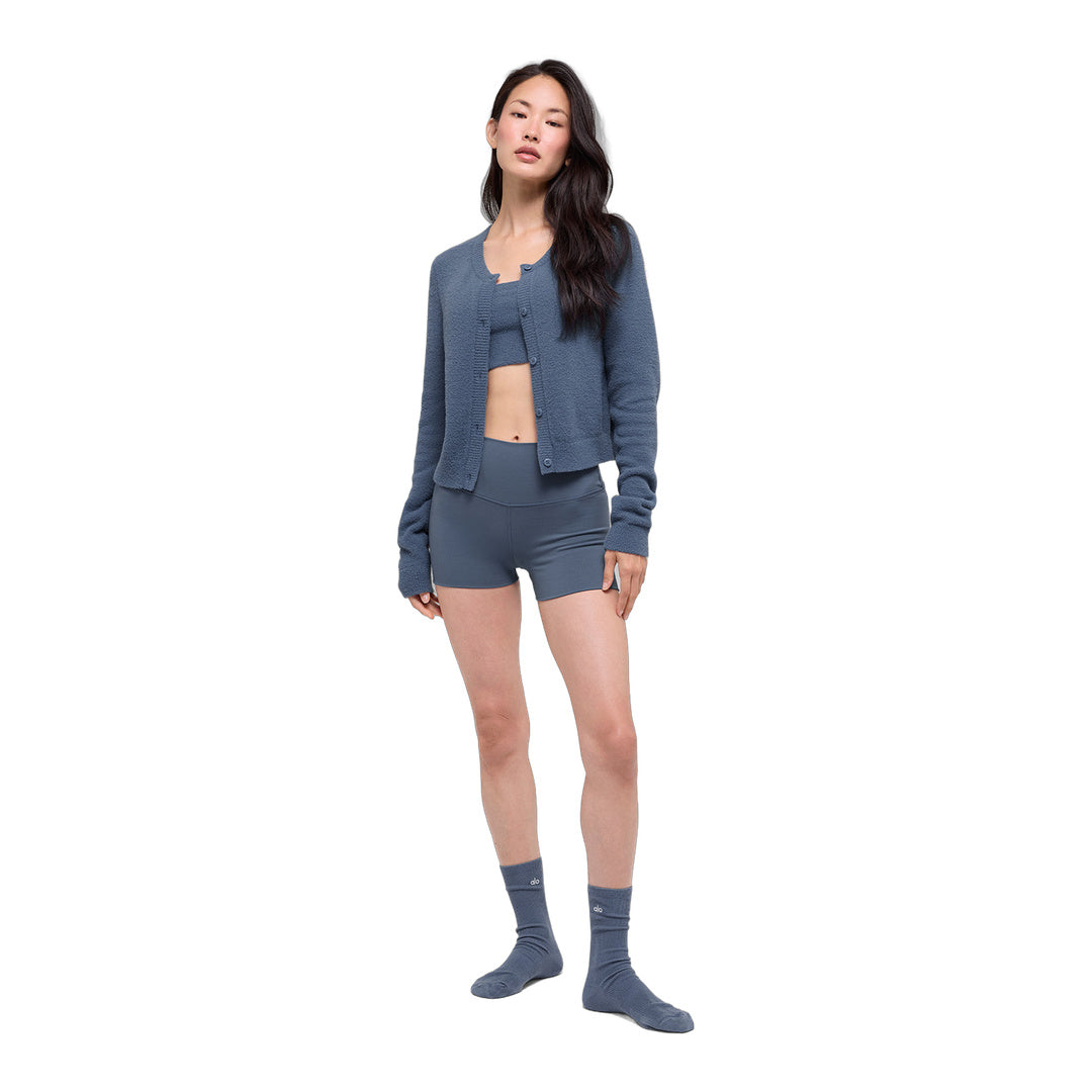 alo Snuggle Up Sweater Cropped Cardigan - Bluestone
