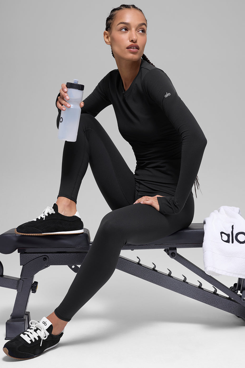 alo Airbrush Winter Warm Nocturne Long Sleeve - Black