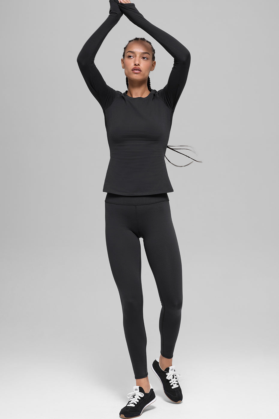 alo Airbrush Winter Warm Nocturne Long Sleeve - Black