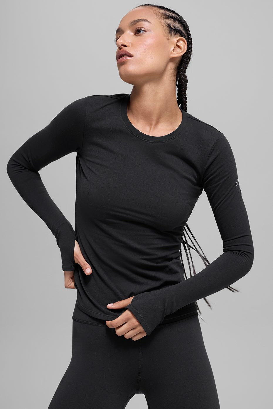 alo Airbrush Winter Warm Nocturne Long Sleeve - Black