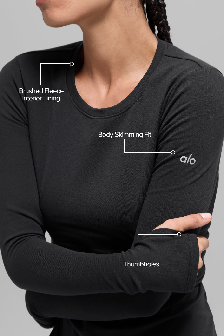 alo Airbrush Winter Warm Nocturne Long Sleeve - Black