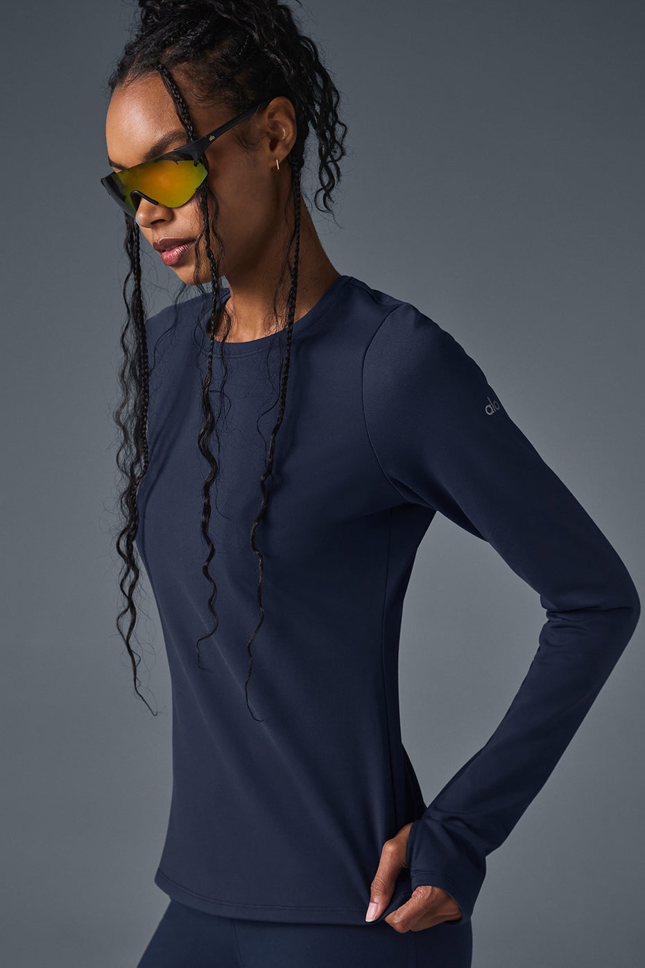 alo Airbrush Winter Warm Nocturne Long Sleeve - Navy