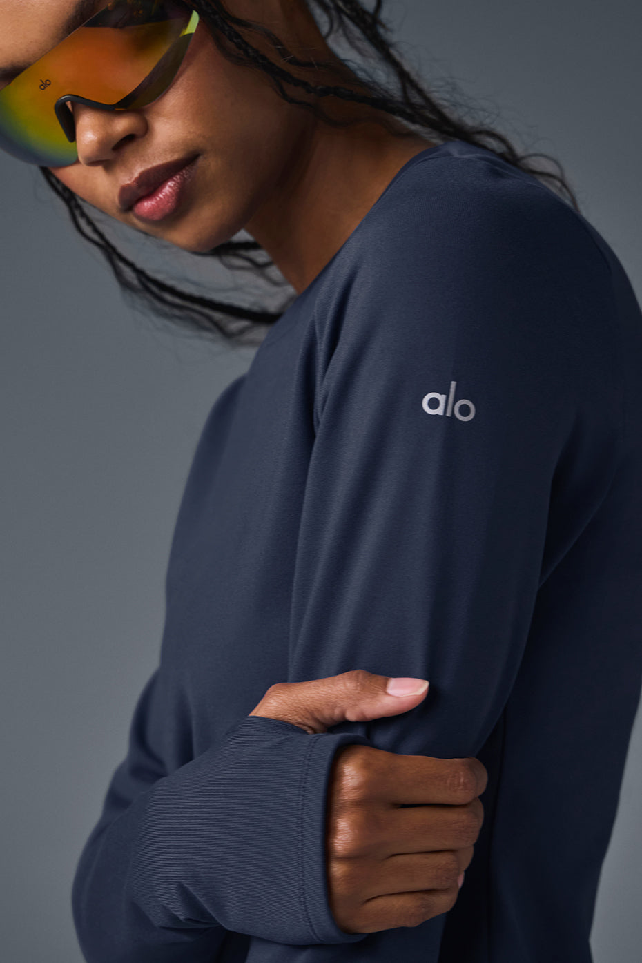 alo Airbrush Winter Warm Nocturne Long Sleeve - Navy