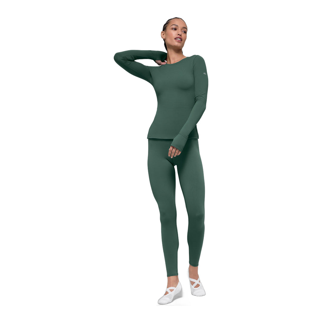 alo Airbrush Winter Warm Nocturne Long Sleeve - Clover Green