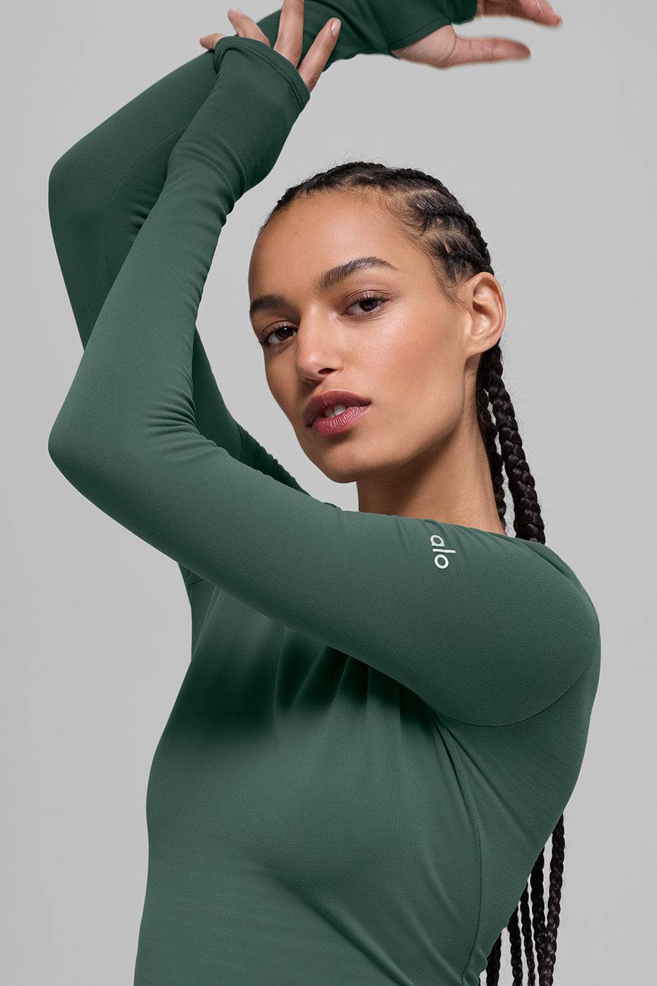 alo Airbrush Winter Warm Nocturne Long Sleeve - Clover Green