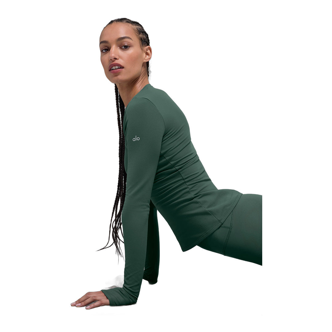 alo Airbrush Winter Warm Nocturne Long Sleeve - Clover Green