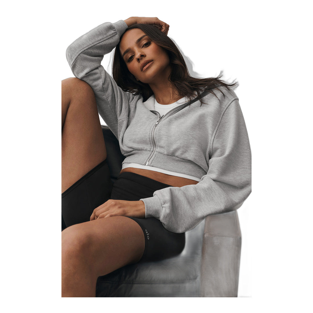 alo Sweet Escape Zip Up Hoodie - Athletic Heather Grey
