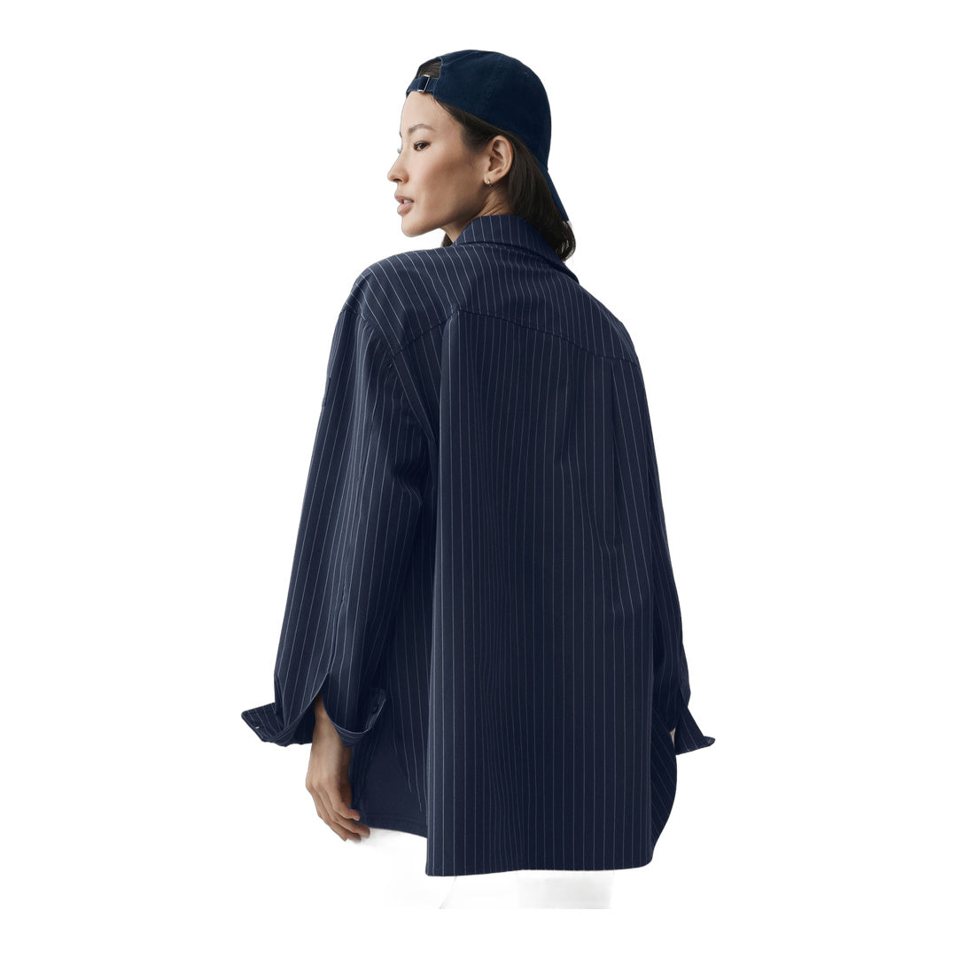 alo Pinstripe Daylight Button Down Long Sleeve - Navy/Ivory