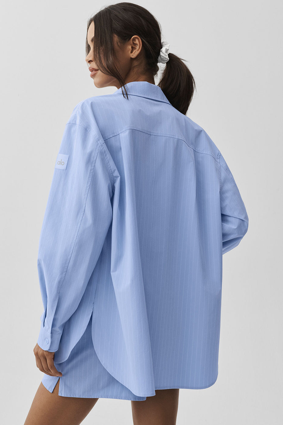 alo Pinstripe Daylight Button Down Long Sleeve - Light Provence Blue/White