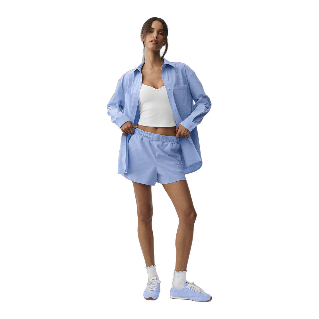 alo Pinstripe Daylight Button Down Long Sleeve - Light Provence Blue/White