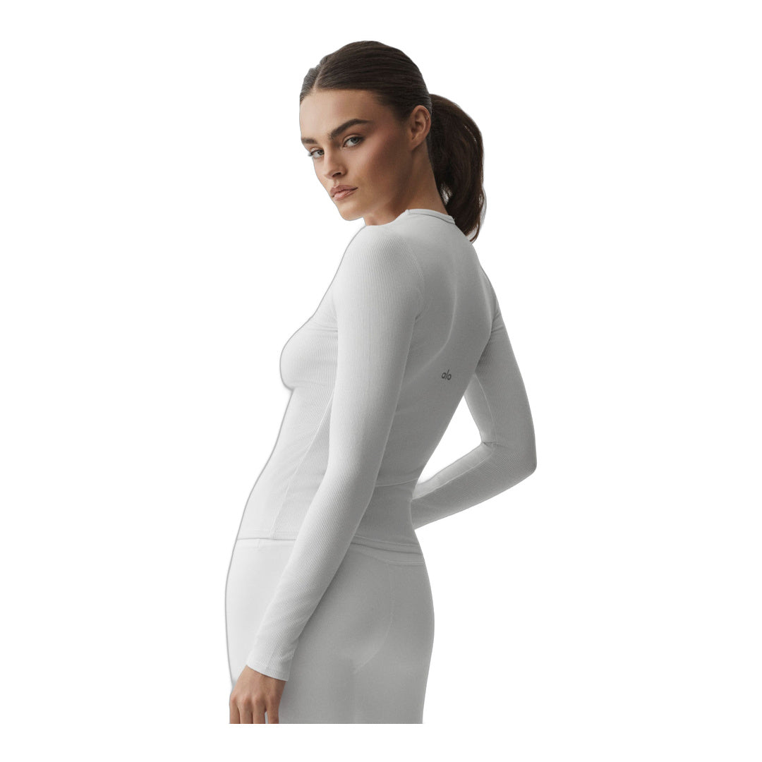 alo Ribbed Modal Long Sleeve - White