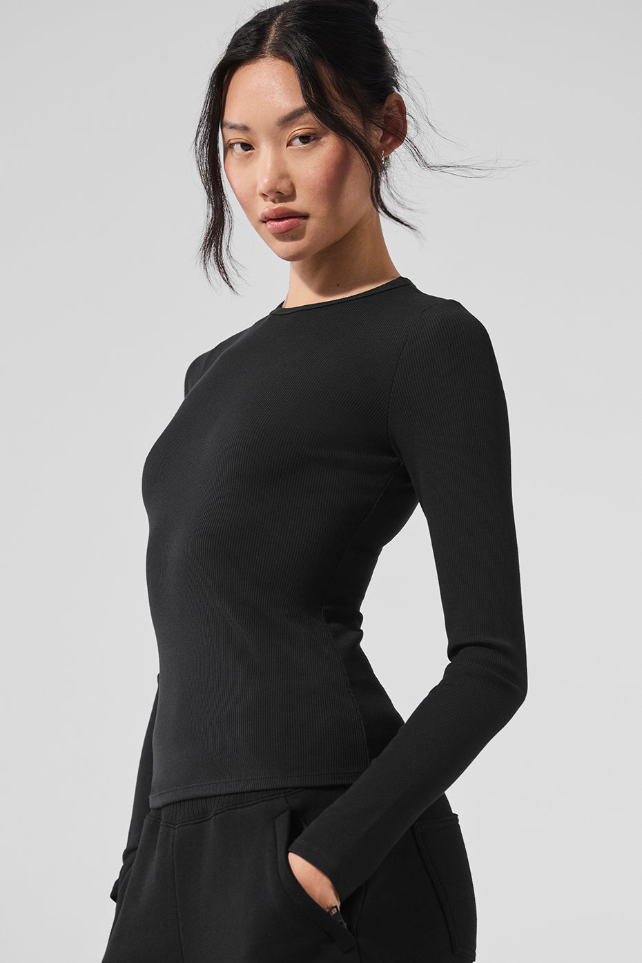 alo Ribbed Modal Long Sleeve - Black