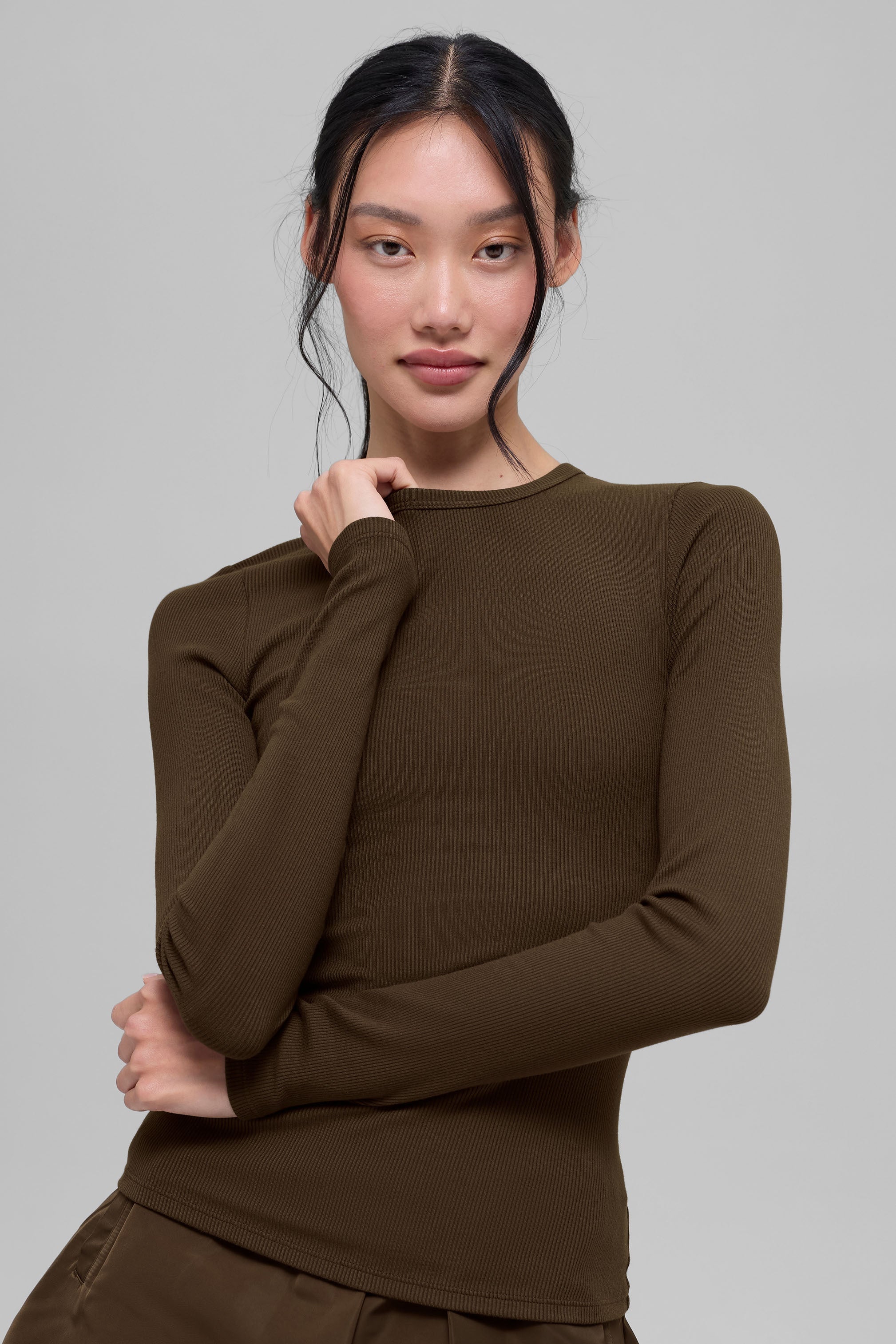 alo Ribbed Modal Long Sleeve - Espresso