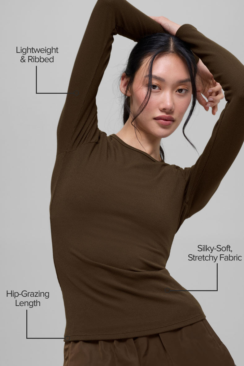alo Ribbed Modal Long Sleeve - Espresso