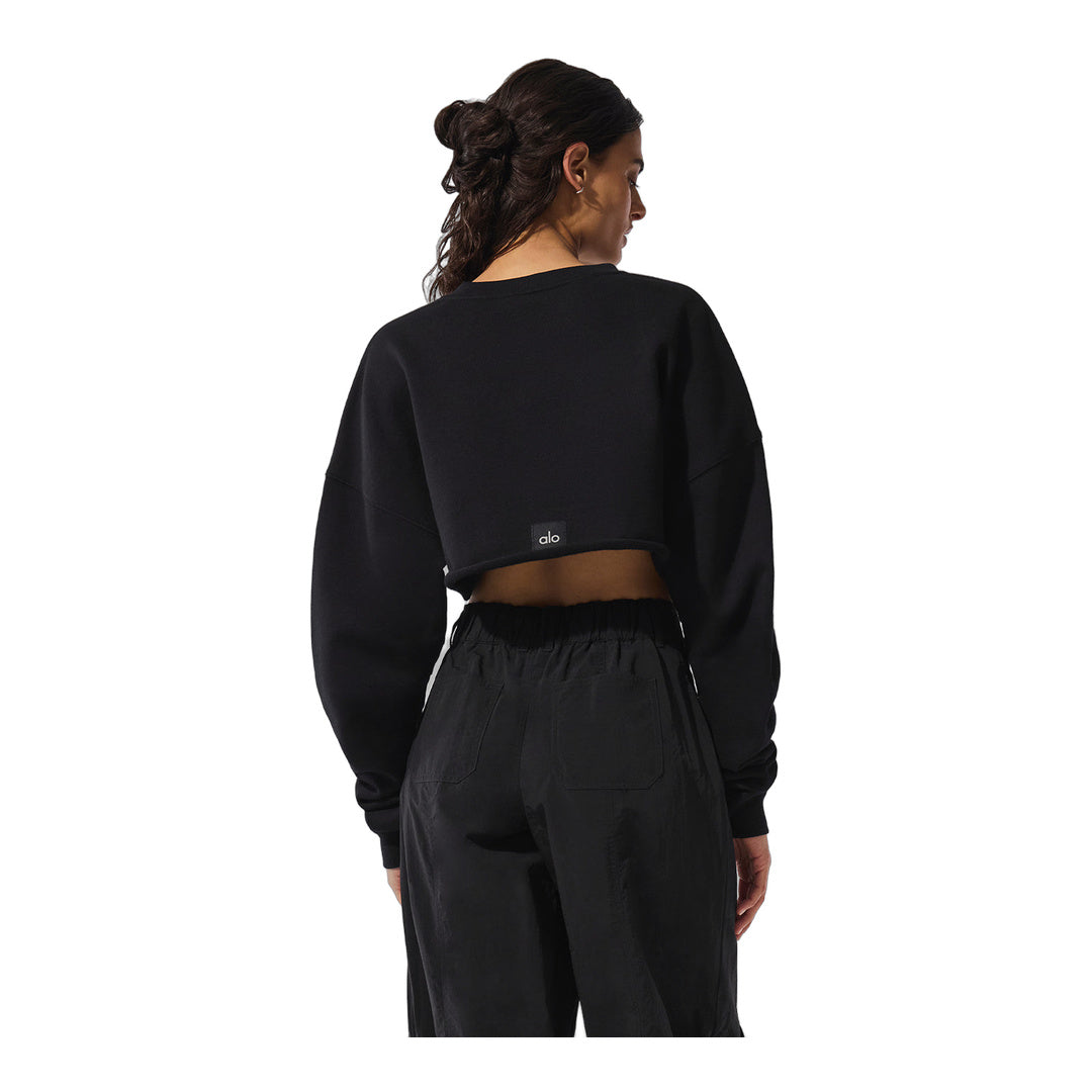alo Extreme Cropped Pullover - Black
