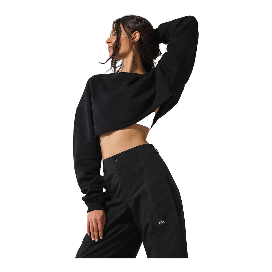 alo Extreme Cropped Pullover - Black