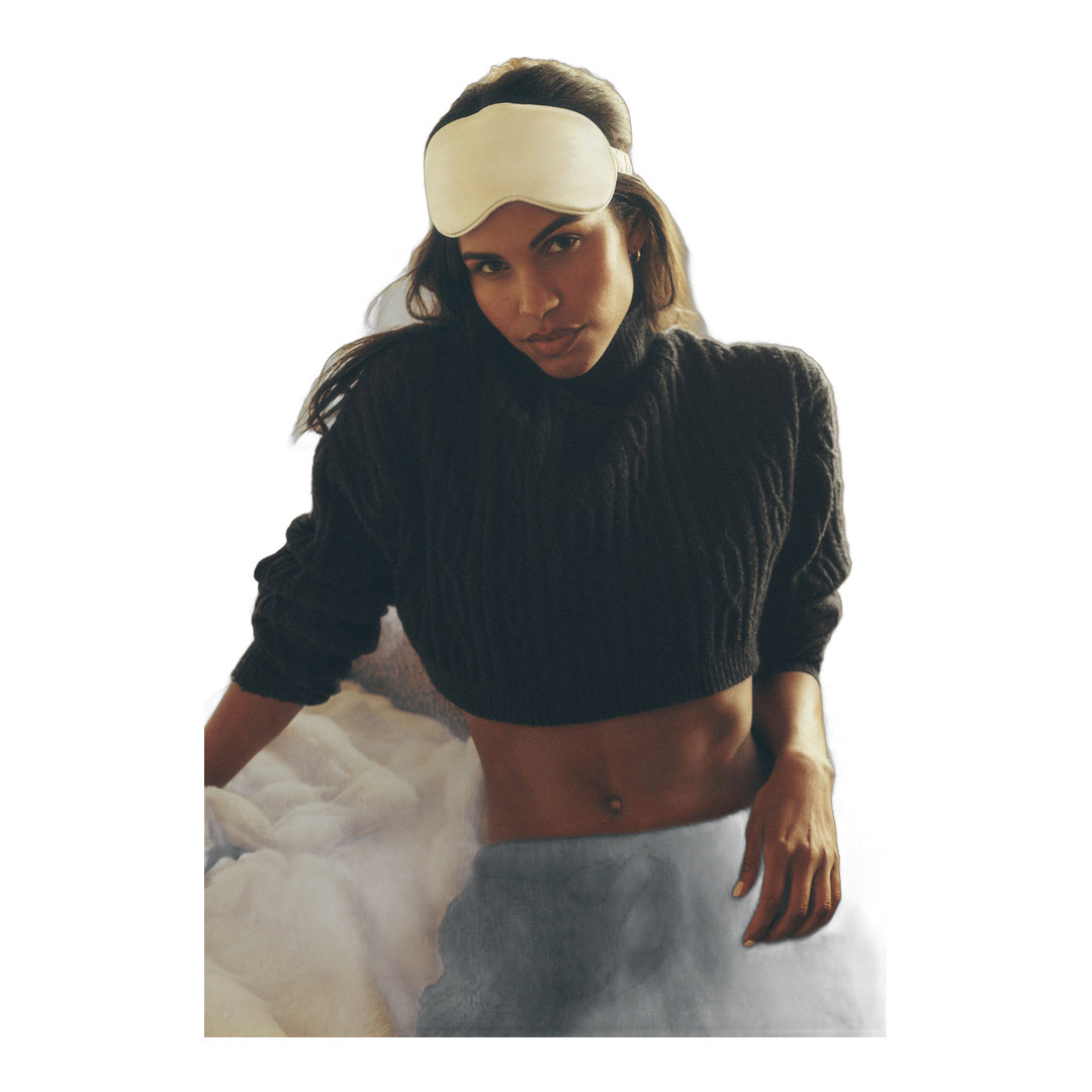 alo Cable Knit Cropped Winter Bliss Turtleneck Long Sleeve - Dark Heather Grey