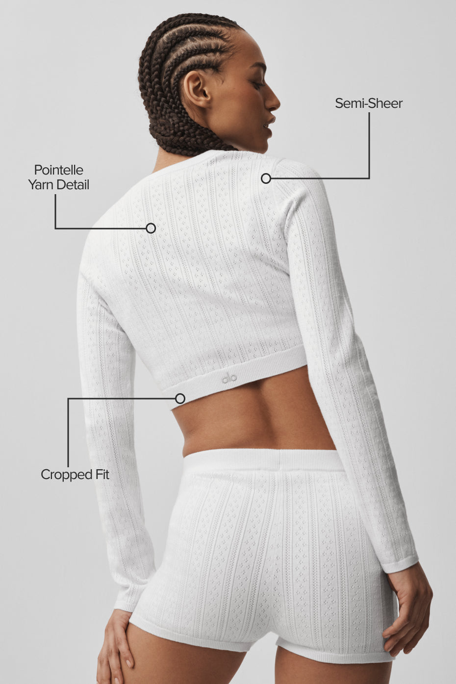 alo Pointelle Sweater Be Mine Cardigan - Semi Sheer White