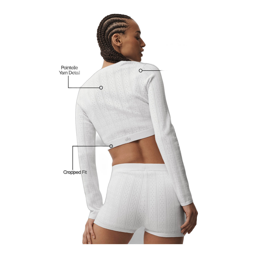 alo Pointelle Sweater Be Mine Cardigan - Semi Sheer White