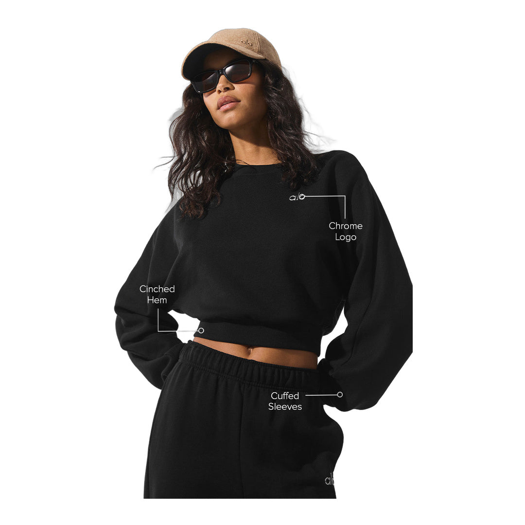 alo Cropped Accolade Crewneck - Black