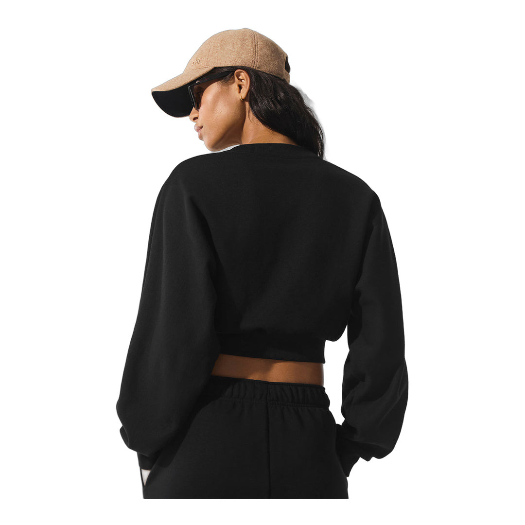 alo Cropped Accolade Crewneck - Black