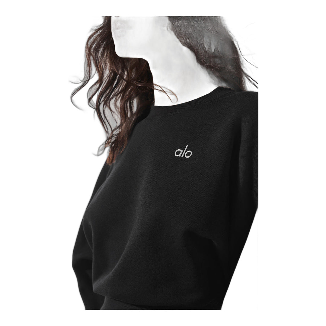 alo Cropped Accolade Crewneck - Black