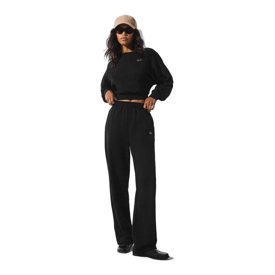 alo Cropped Accolade Crewneck - Black