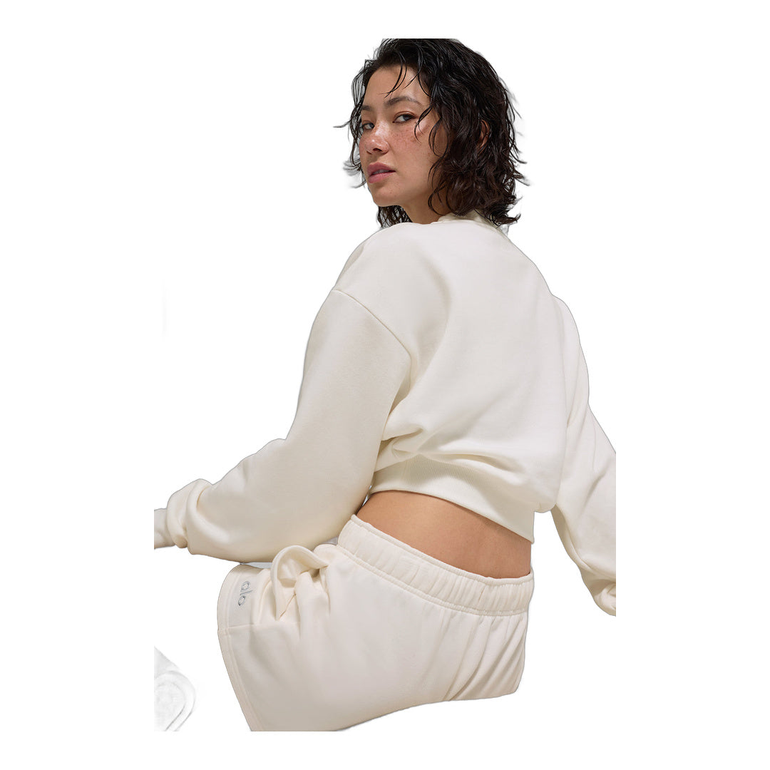 alo Cropped Accolade Crewneck - Ivory