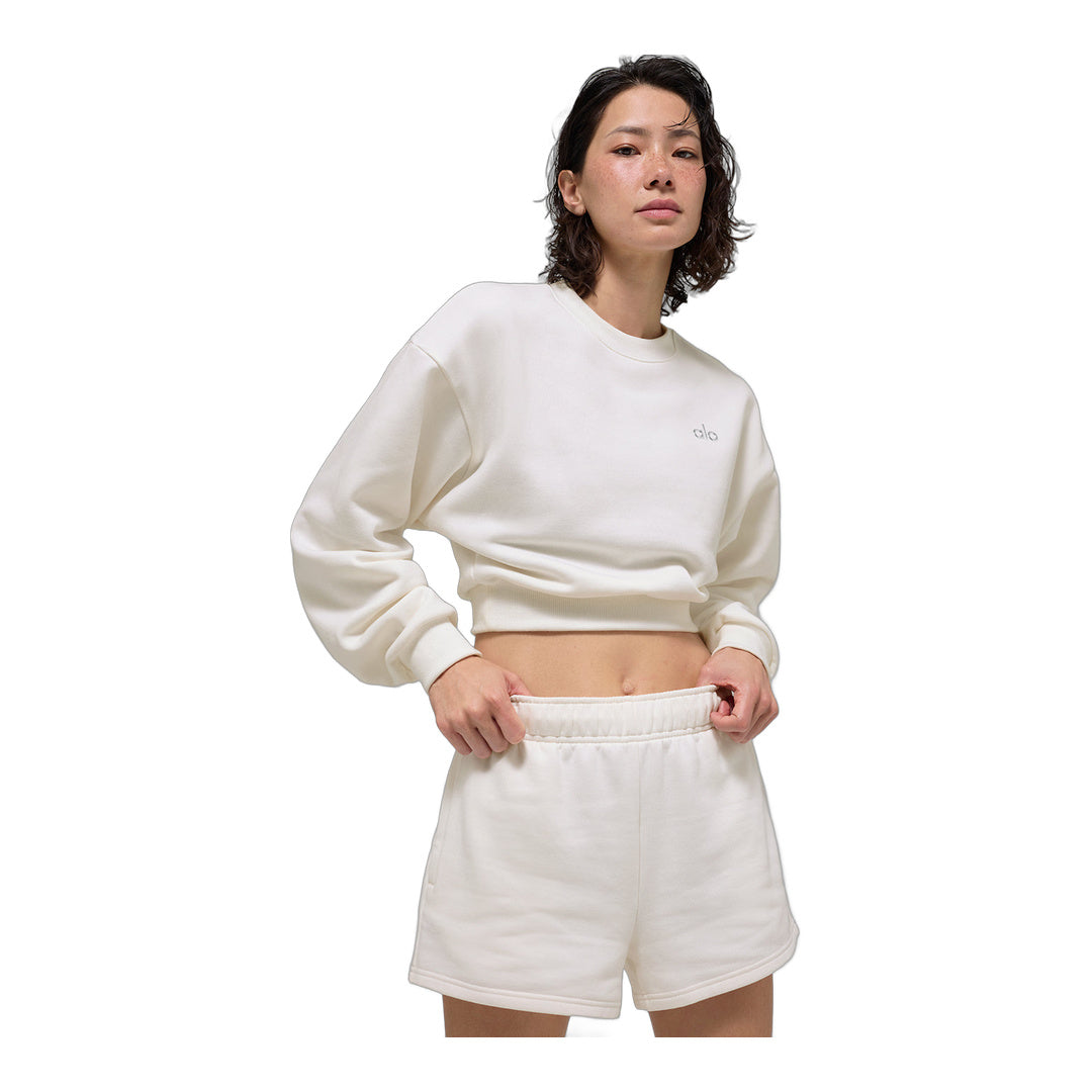 alo Cropped Accolade Crewneck - Ivory