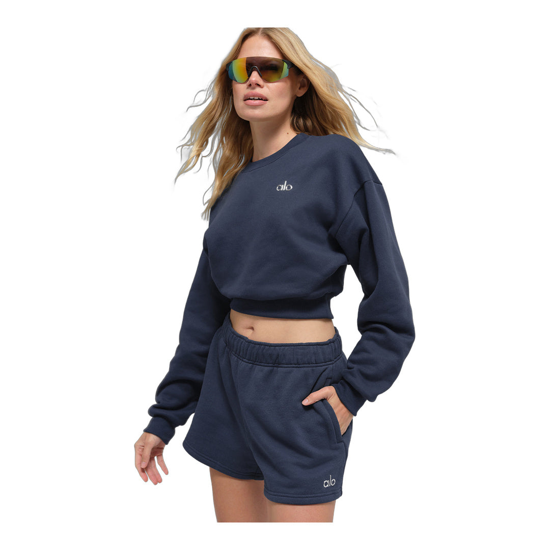 alo Cropped Accolade Crewneck - Navy