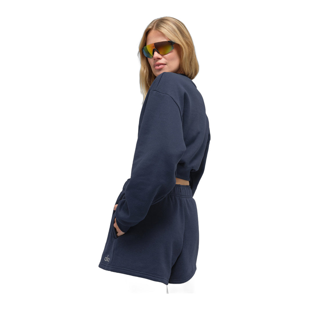 alo Cropped Accolade Crewneck - Navy