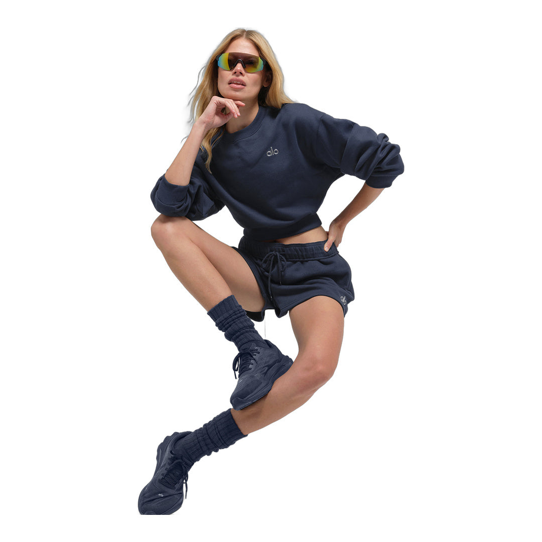 alo Cropped Accolade Crewneck - Navy