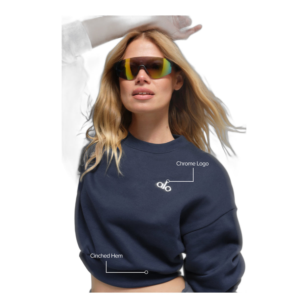 alo Cropped Accolade Crewneck - Navy