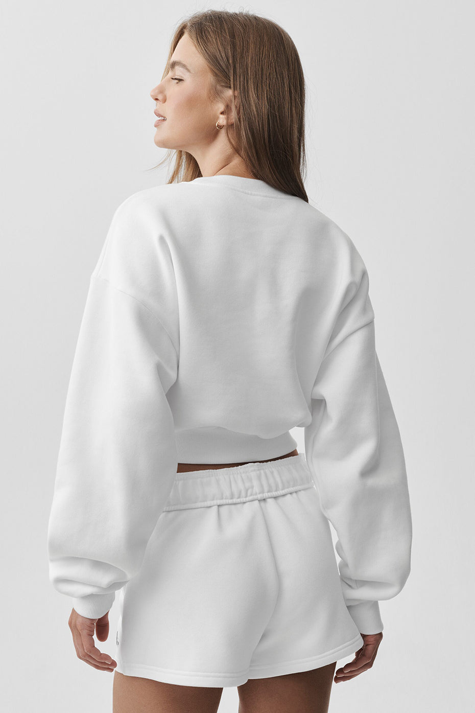alo Cropped Accolade Crewneck - White