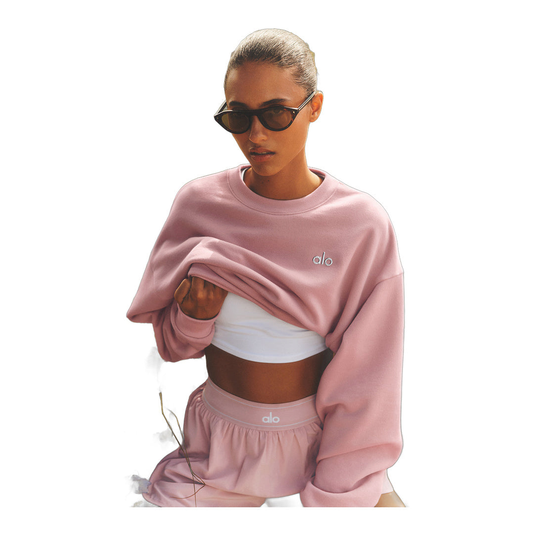 alo Cropped Accolade Crewneck - Vintage Pink