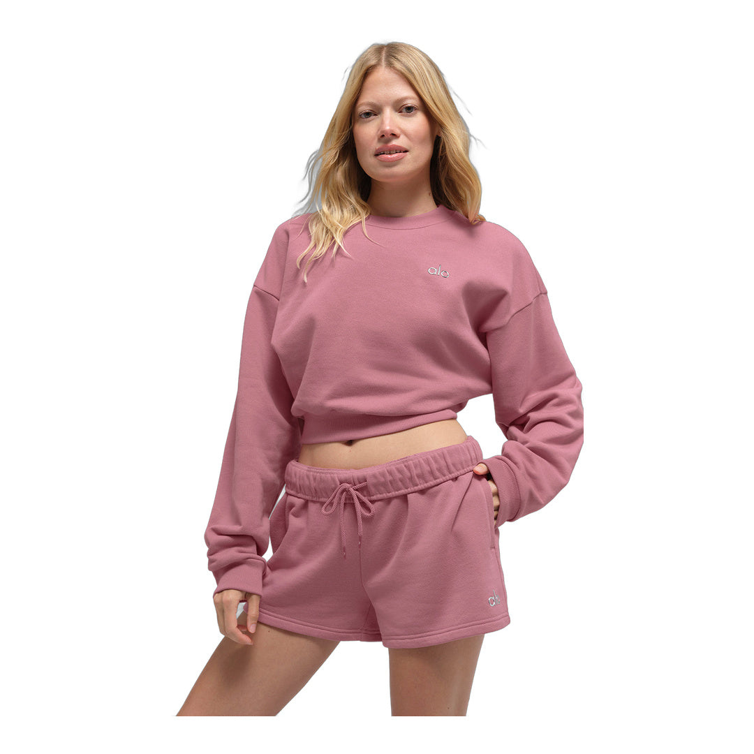 alo Cropped Accolade Crewneck - Pink Wild Rose