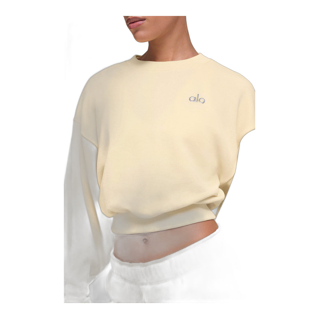 alo Cropped Accolade Crewneck - Candlelight Yellow