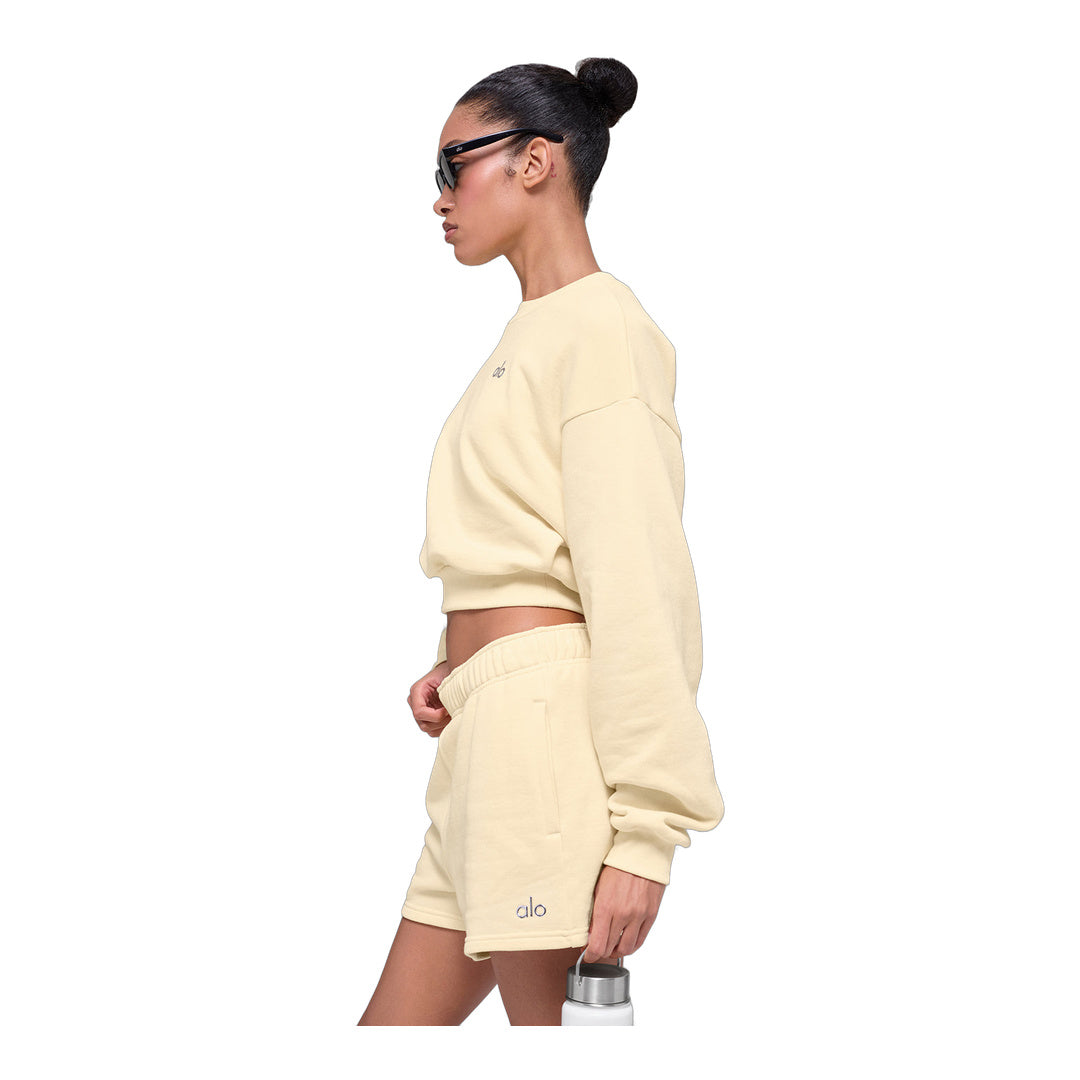 alo Cropped Accolade Crewneck - Candlelight Yellow