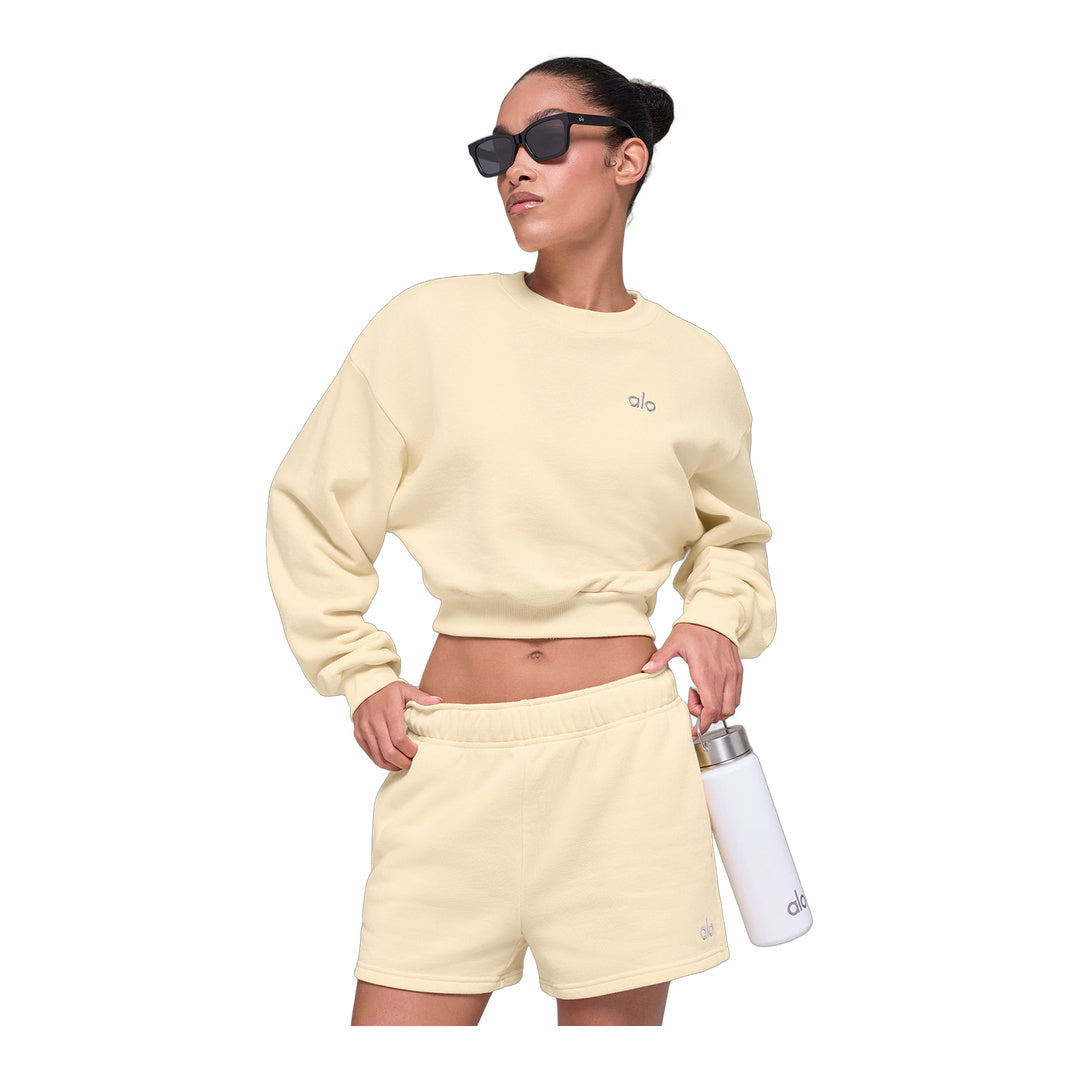 alo Cropped Accolade Crewneck - Candlelight Yellow